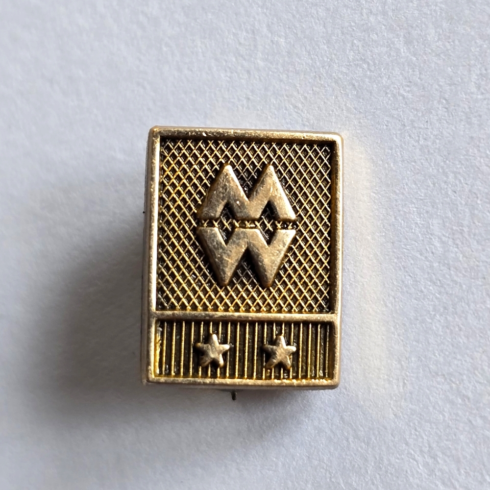 Vintage MW lapel pin Montgomery Ward Gold filled employee award